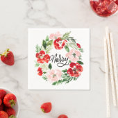 Weihnachtskranz in Aquarellfarbe Rosa und Grün Serviette (Beispiel)