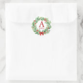 Weihnachtskranz in Aquarellfarbenmonogramm und Nam Runder Aufkleber (Tasche)