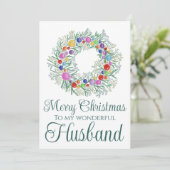 Weihnachtskranz in den Händen Feiertagskarte (Stehend Vorderseite)