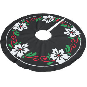 Weihnachtskranz in der Blume Weißer Hibiskus Polyester Weihnachtsbaumdecke