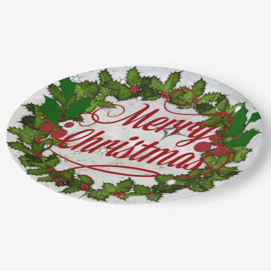 Weihnachtskranz, in festlichen Urlaubstönen Pappteller (Schrägansicht)