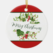 Weihnachtskranz in Wasserfarbe Keramik Ornament (Vorne)