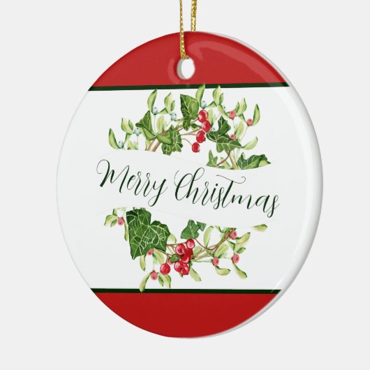 Weihnachtskranz in Wasserfarbe Keramik Ornament (Links)