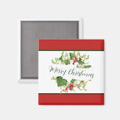 Weihnachtskranz in Wasserfarbe Magnet (Vorderseite/Rückseite)