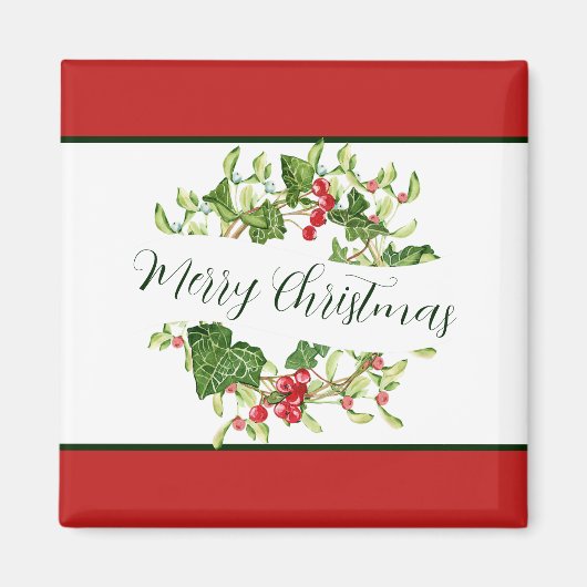 Weihnachtskranz in Wasserfarbe Magnet (Vorne)