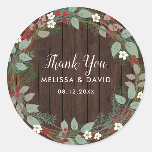 Weihnachtskranz in Woodland Danke, Stickers (Vorderseite)