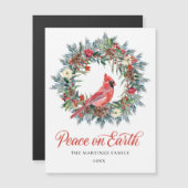 Weihnachtskranz-Kardinal - Magnetkarte (Vorne/Hinten)