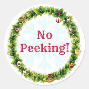 WeihnachtsKranz kein Spähen Runder Aufkleber