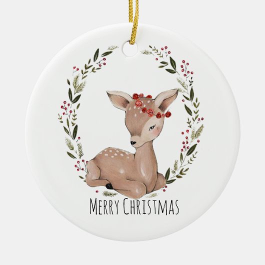 Weihnachtskranz Keramik Ornament (Vorne)