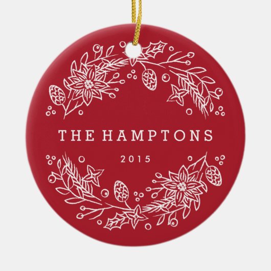 Weihnachtskranz Keramik Ornament - Berry (Vorne)