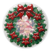 Weihnachtskranz Keramikknauf (Vorderseite)