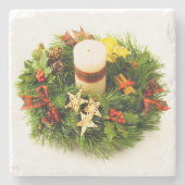 WeihnachtsKranz-Kerzen-Ring Steinuntersetzer (Vorderseite)