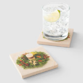 WeihnachtsKranz-Kerzen-Ring Steinuntersetzer (Seitenansicht)