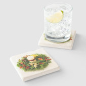 WeihnachtsKranz-Kerzen-Ring Steinuntersetzer (Seitenansicht)