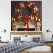 Weihnachtskranz, Kerzen und Feuerplatz Leinwanddruck (Insitu (Schlafzimmer))