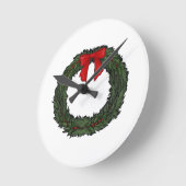 Weihnachtskranz Klassisch Runde Wanduhr (Winkel)