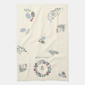 Weihnachtskranz Küchenhandtuch mit Monogramm-Gesch Geschirrtuch (Vertikal)