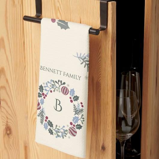 Weihnachtskranz Küchenhandtuch mit Monogramm-Gesch Geschirrtuch