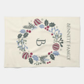Weihnachtskranz Küchenhandtuch mit Monogramm in ve Geschirrtuch (Horizontal)