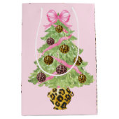 Weihnachtskranz Leopardensignet Monogramm Mittlere Geschenktüte (Vorderseite)