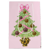 Weihnachtskranz Leopardensignet Monogramm Mittlere Geschenktüte (Rückseite)