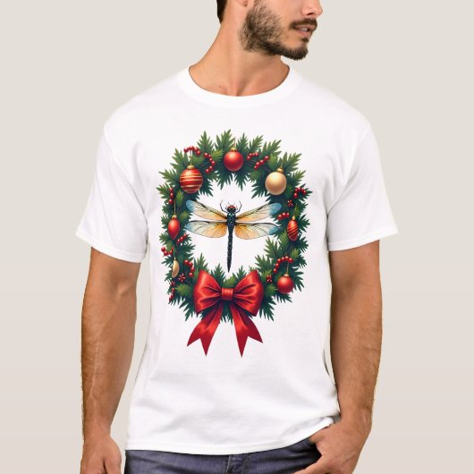 Weihnachtskranz Libelle T-Shirt (Vorderseite)