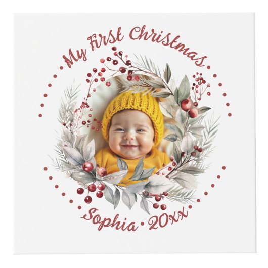 Weihnachtskranz mit Beeren, grünem Foto Würfel (Rechts)