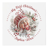 Weihnachtskranz mit Beeren, grünem Foto Würfel (Vorderseite)