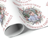 Weihnachtskranz mit Beeren und Blätter Foto Geschenkpapier (Rolleneckpunkt)