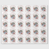 Weihnachtskranz mit Beeren und Blume Foto Geschenkpapier (Flach)