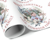 Weihnachtskranz mit Beeren und Blume Foto Geschenkpapier (Rolleneckpunkt)