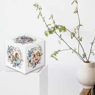 Weihnachtskranz mit Beeren und Blume Foto Würfel