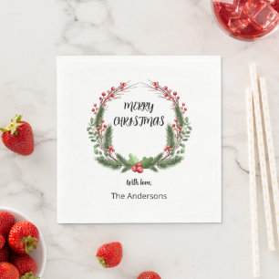 Weihnachtskranz mit Beerenessen Serviette