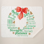 Weihnachtskranz mit benutzerdefinierten Wörtern un Sherpadecke (Vorderseite (Horizontal))