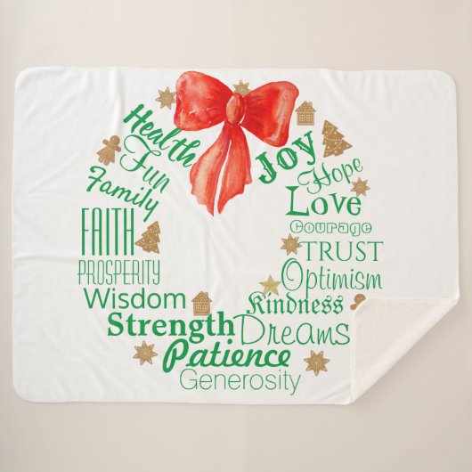 Weihnachtskranz mit benutzerdefinierten Wörtern un Sherpadecke (Vorderseite (Horizontal))