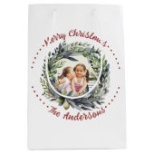Weihnachtskranz mit blühendem Foto Mittlere Geschenktüte (Vorderseite)