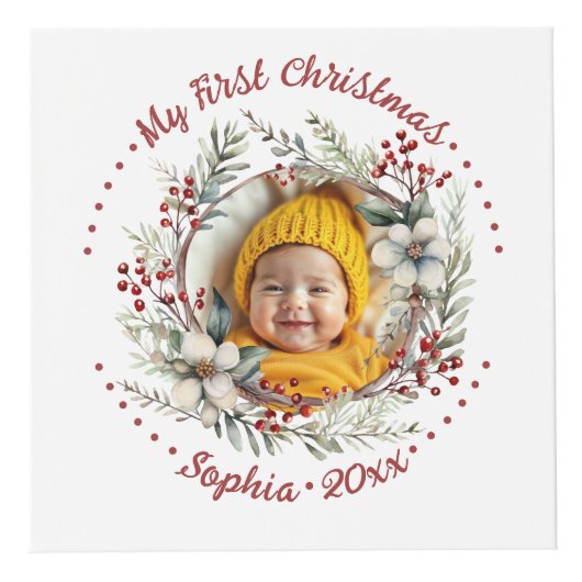 Weihnachtskranz mit Blume Beeren Foto Würfel (Rechts)