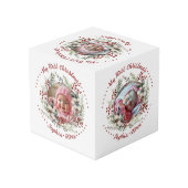 Weihnachtskranz mit Blume Beeren Foto Würfel (Rückseite Schrägansicht)