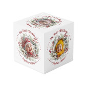 Weihnachtskranz mit Blume Beeren Foto Würfel (Vorderseite Schrägansicht)