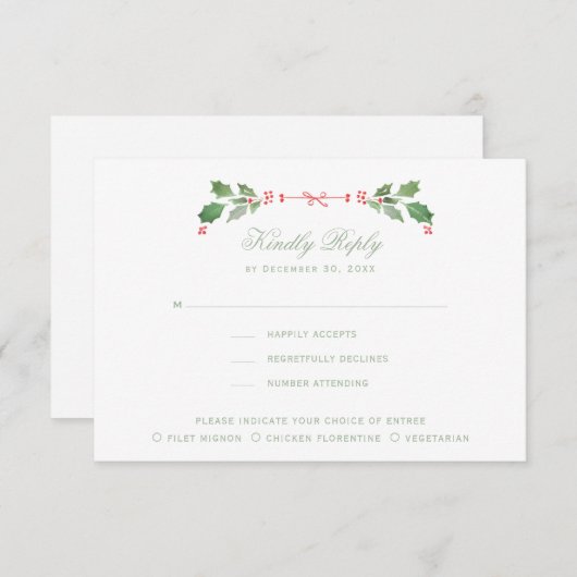 Weihnachtskranz mit Candy Cane Bow Dankeskarte (Vorne/Hinten)