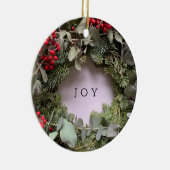 Weihnachtskranz mit Eukalyptus und Beeren Keramik Ornament (Rechts)