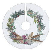 Weihnachtskranz mit Feathers Leinenimitat Weihnachtsbaumdecke (Vorderseite)