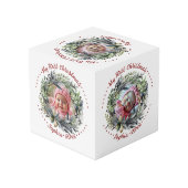 Weihnachtskranz mit grünem Foto Würfel (Rückseite Schrägansicht)