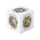 Weihnachtskranz mit grünem Foto Würfel (Vorderseite Schrägansicht)