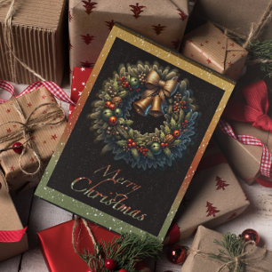 Weihnachtskranz mit Grußkarte Feiertagskarte