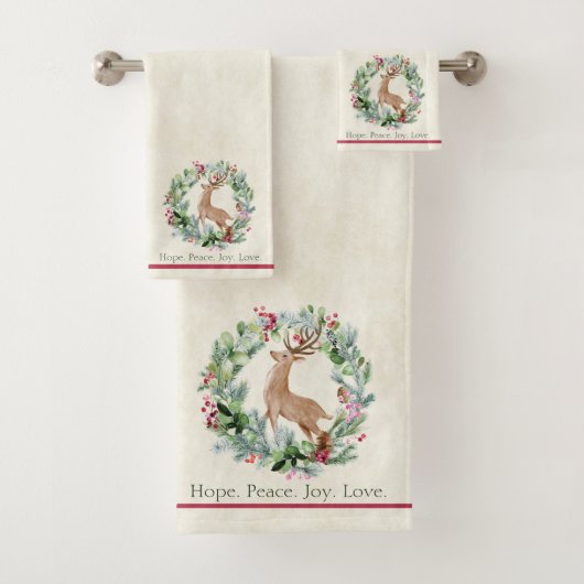 Weihnachtskranz mit Hirschgewohnheit Badhandtuch Set (Insitu)