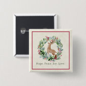 Weihnachtskranz mit Hirschgewohnheit Button (Vorne & Hinten)