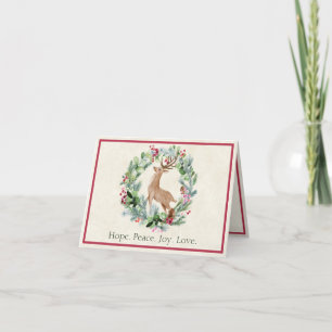 Weihnachtskranz mit Hirschgewohnheit Feiertagskarte