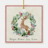Weihnachtskranz mit Hirschgewohnheit Keramikornament (Rückseite)