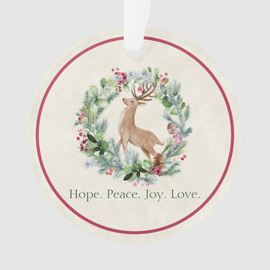 Weihnachtskranz mit Hirschgewohnheit Ornament (Vorderseite)